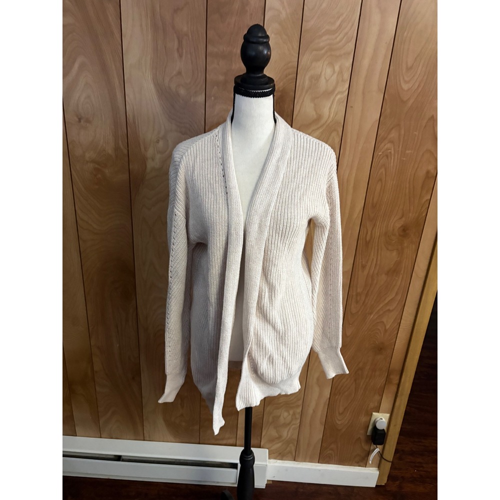 BP Nordstrom Cream Cotton Shaker Stitch Open Front Cardigan Sweater XS BP436196